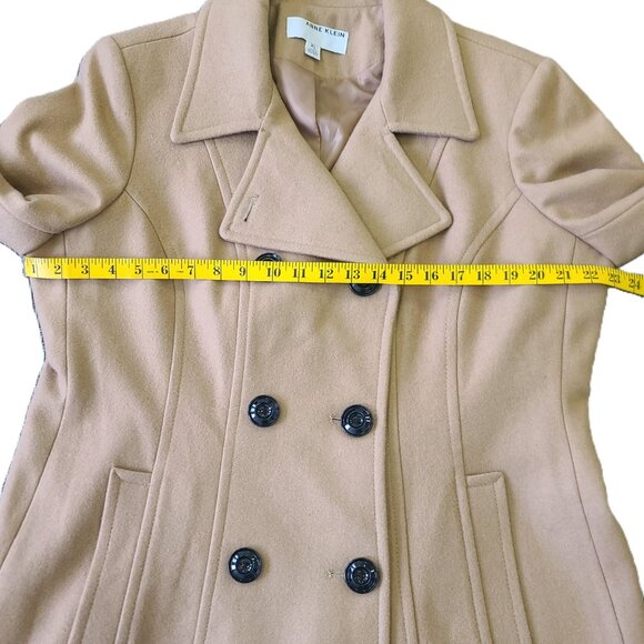 ANNE KLEIN Tan/Camel Color Wool Blend Peacoat Double Breasted Winter Coat XL - Picture 14 of 14
